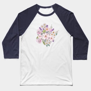 Watercolor garden peonies floral hand paint Baseball T-Shirt